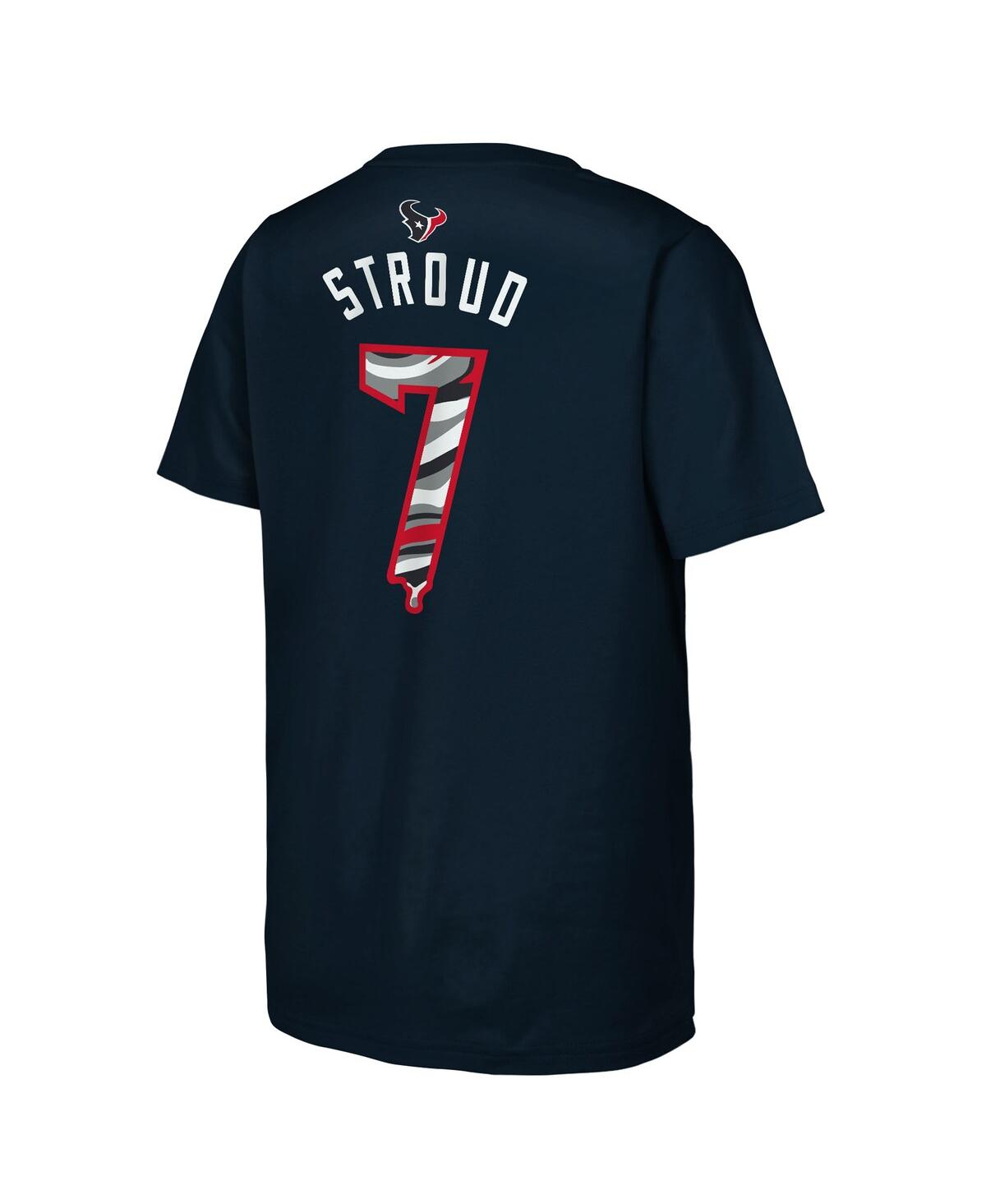 Outerstuff Big Boys And Girls C.j. Stroud Navy Houston Texans Mainliner Drip Player Name Number T-shirt In Blue