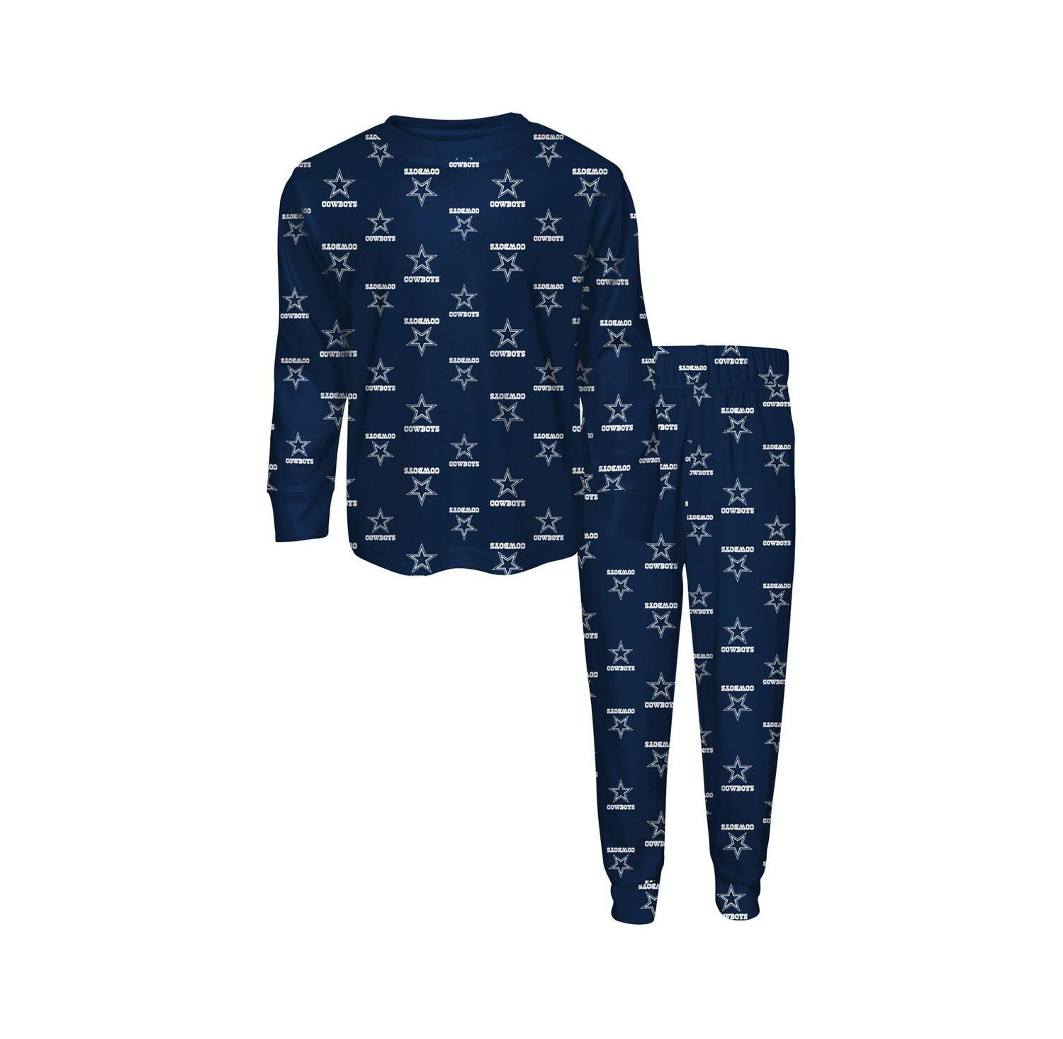 Big Boys and Girls 2-Piece Navy Dallas Cowboys All-Over-Print Long Sleeve T-Shirt and Pants Sleep Set