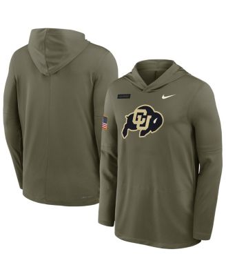 Nike - Men's Olive Colorado Buffaloes 2025 Military Appreciation Dri-FIT Long Sleeve Hoodie T-Shirt