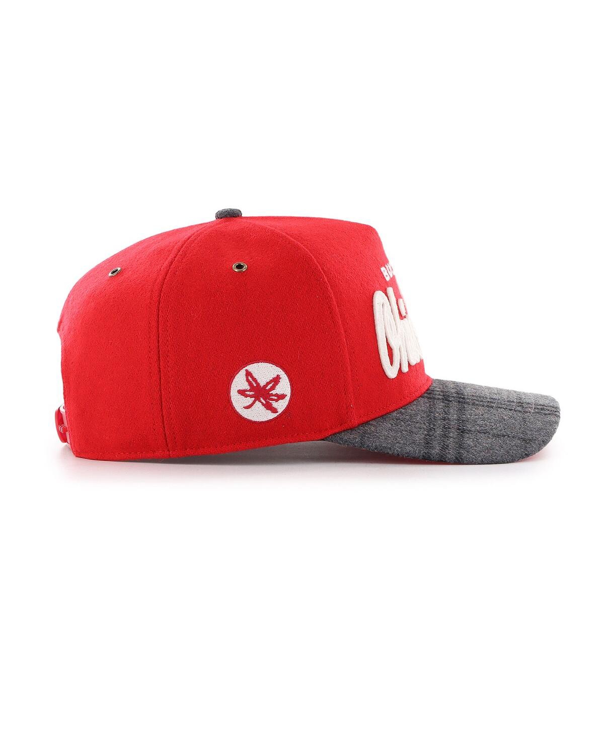 47 Brand Men's And Women's Scarlet Ohio State Buckeyes Windowpane Plaid Collection Hitch Adjustable Hat In Red