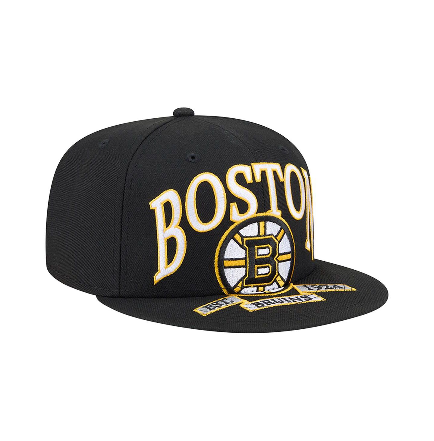 Мужская кепка New Era Black Boston Bruins Oversized Vintage Arch 59Fifty Fitted Hat — фото 3