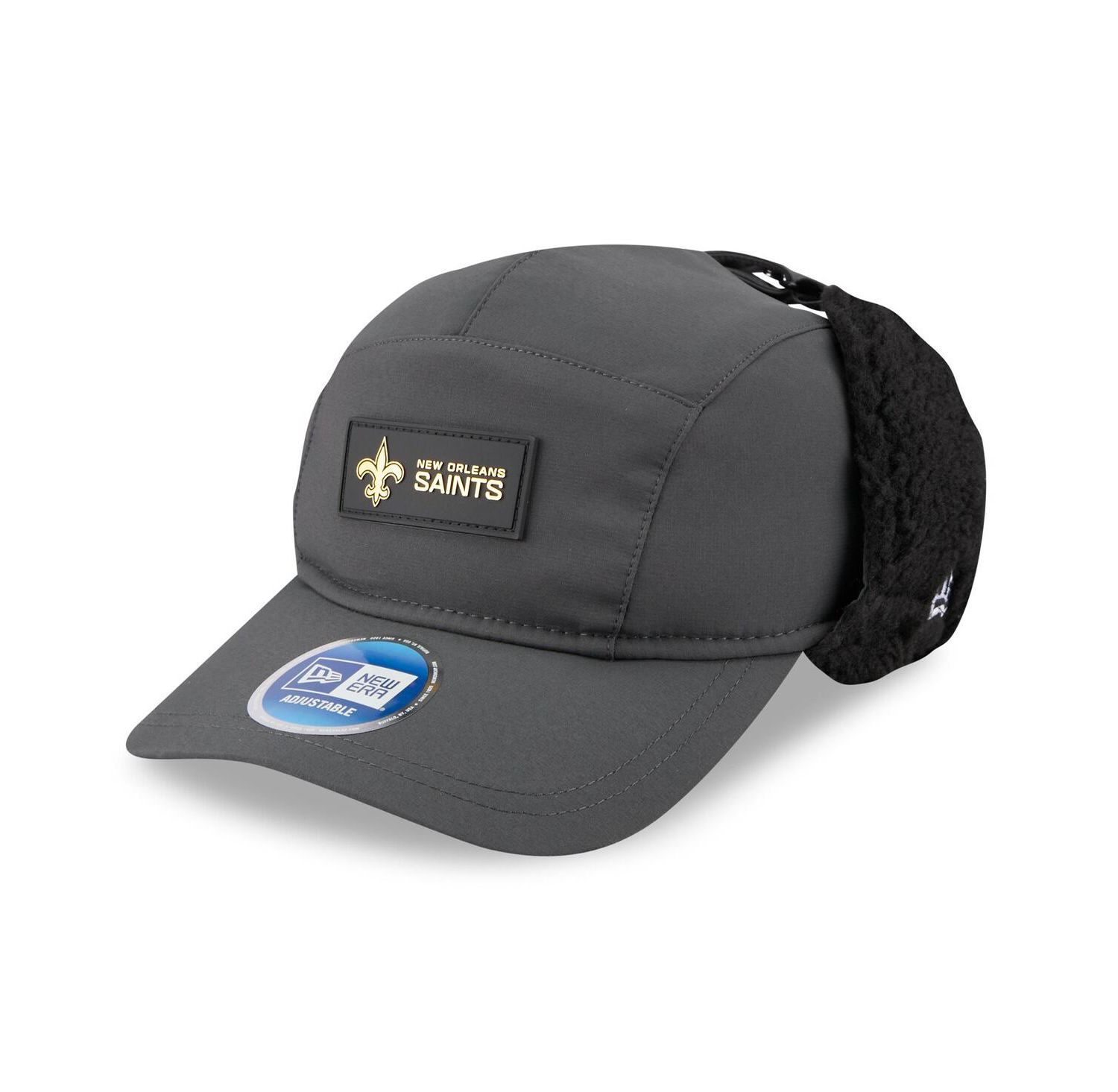 Men's Charcoal New Orleans Saints 2025 Sideline Cold Weather Runner Dog Ear Adjustable Hat