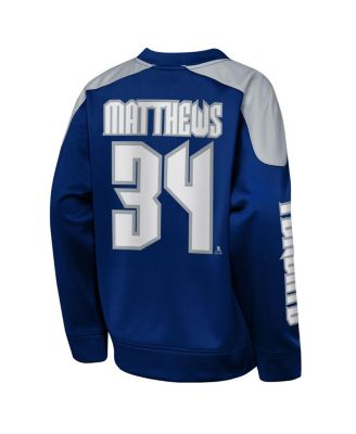 Big Boys and Girls Auston Matthews Blue Toronto Maple Leaf Best Defense Name Number Crewneck Sweatshirt