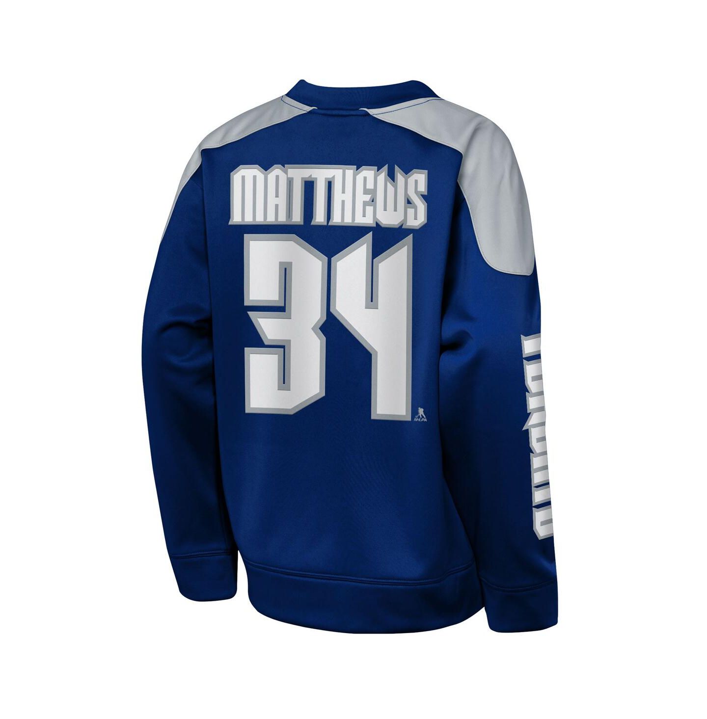 Детская толстовка Outerstuff Auston Matthews Blue Toronto Maple Leaf Best Defense Name & Number Crewneck — фото 3