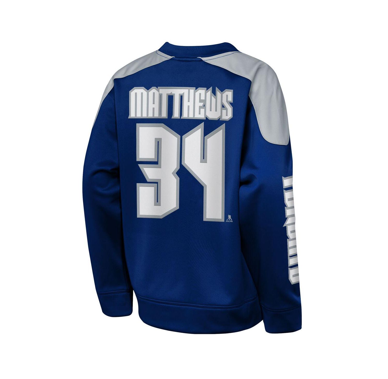 Big Boys and Girls Auston Matthews Blue Toronto Maple Leaf Best Defense Name & Number Crewneck Sweatshirt
