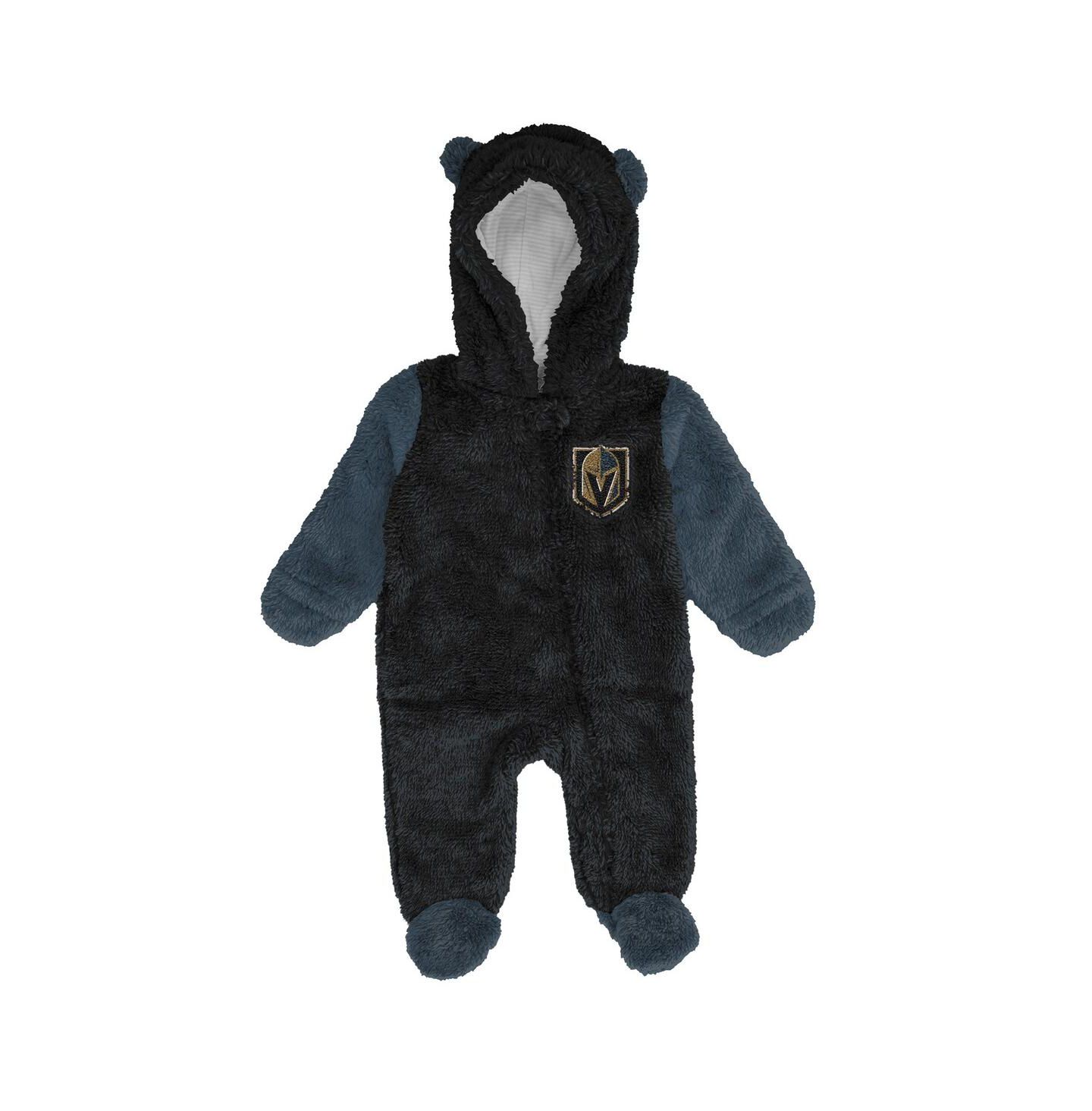 Outerstuff Newborn Black Vegas Golden Knights Stay Napping Fleece Bunting Full-Zip Hooded Sleeper — фото 2
