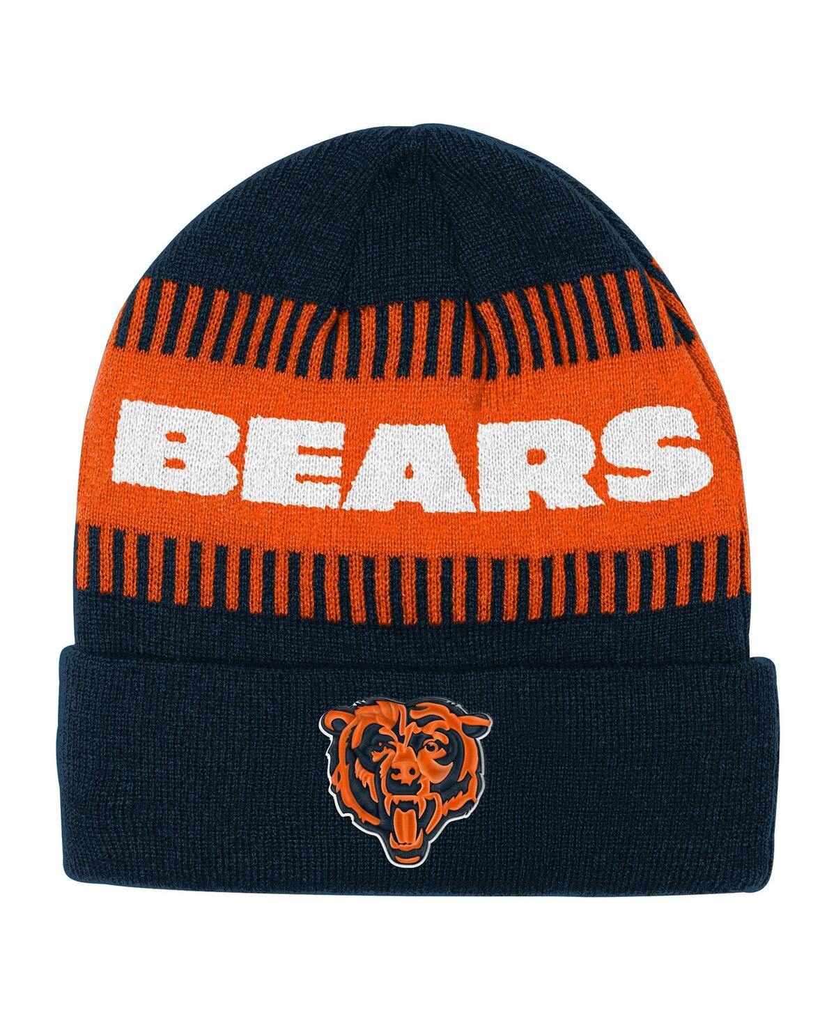 Outerstuff Big Boys And Girls Navy Chicago Bears Bright Lights Cuffed Knit Hat In Black