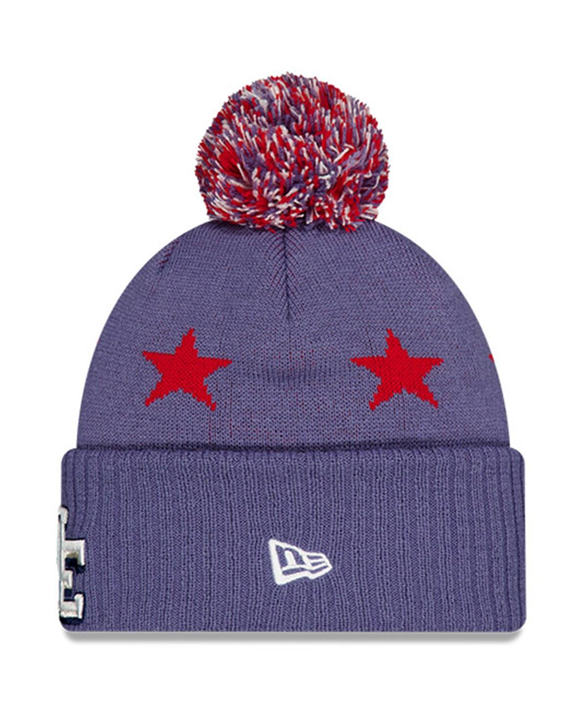 New Era Big Boys and Girls Meadow Blue New England Patriots 2025 Rivalries Collection Sideline Cuffed Knit with Pom Hat