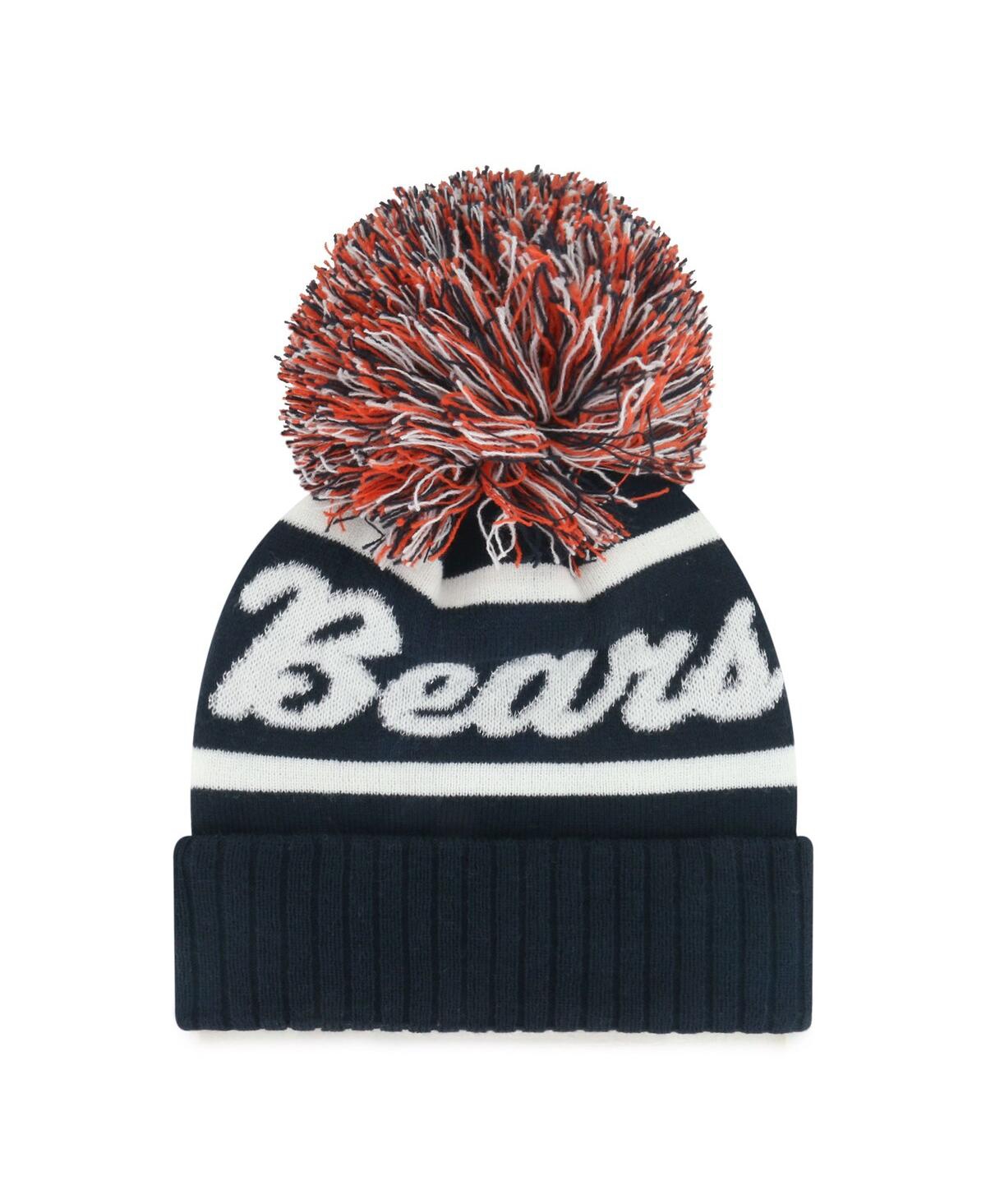 47 Brand Women's Navy Chicago Bears Spirited Cuffed Knit With Pom Hat In Black