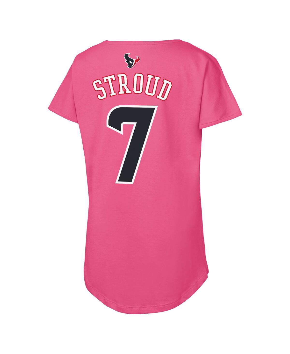 Outerstuff Big Girls C.j. Stroud Pink Houston Texans Player Name Number T-shirt In Pink