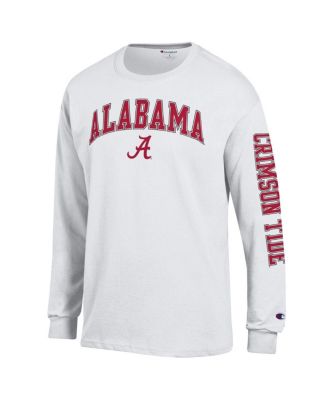 Men's White Alabama Crimson Tide Arch Over Logo 2-Hit Long Sleeve T-Shirt