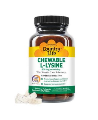 Country Life Chewable L-Lysine ,600 mg ,60 Tabs