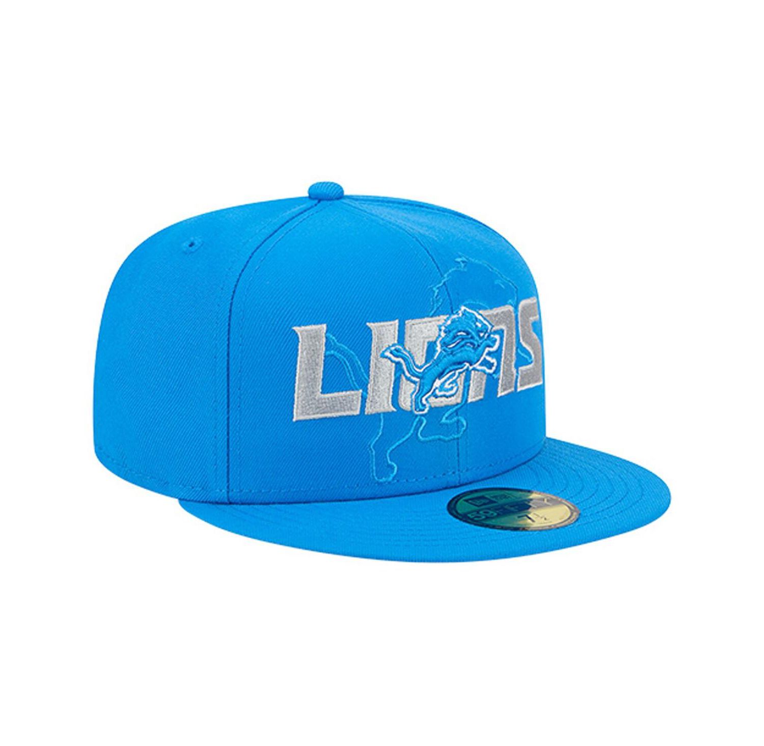 Men's Blue Detroit Lions Overlap Wordmark 59FIFTY Fitted Hat