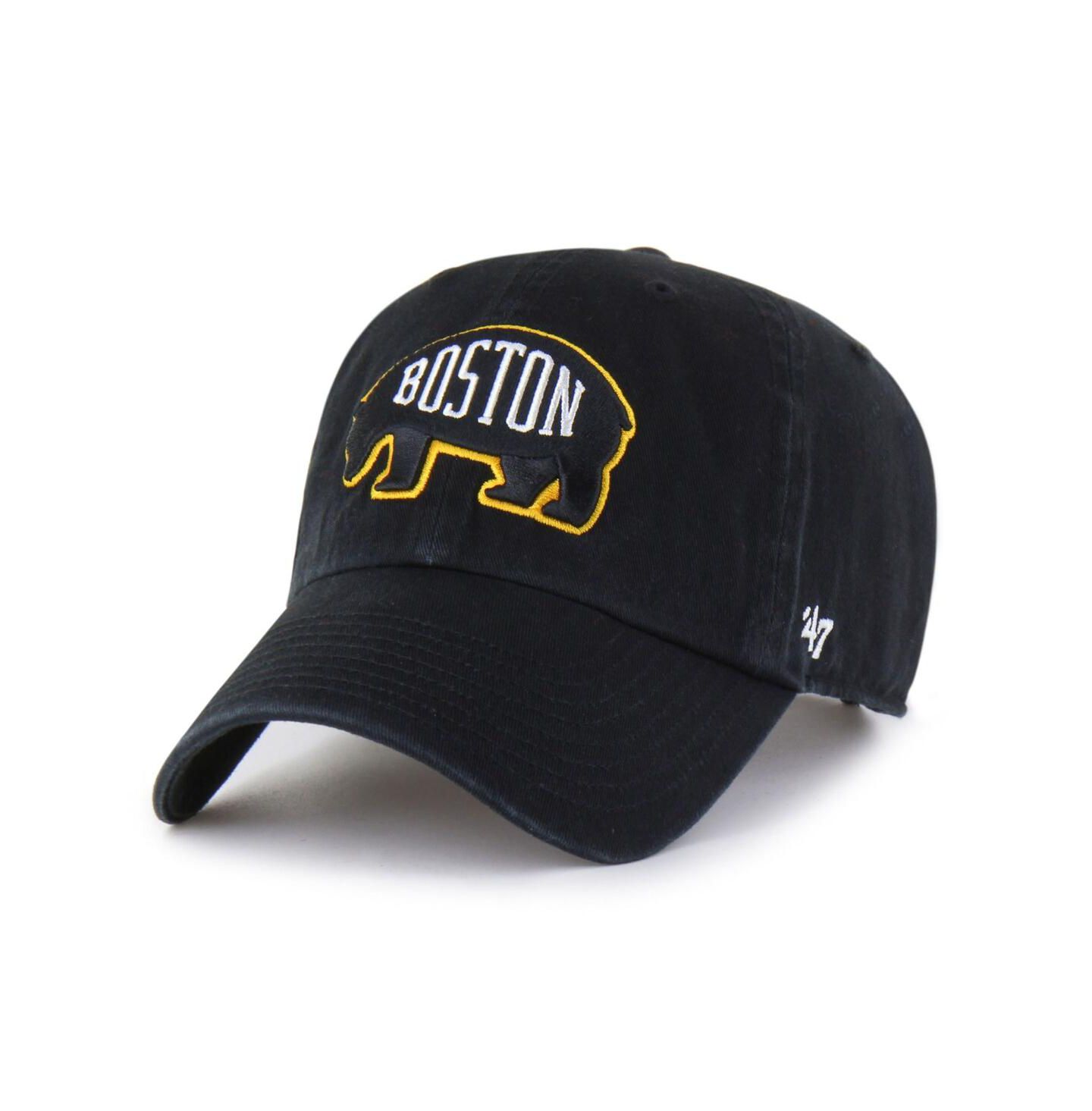 Мужская кепка '47 Brand Black Boston Bruins Alternate Logo Clean Up Adjustable Hat — фото 1