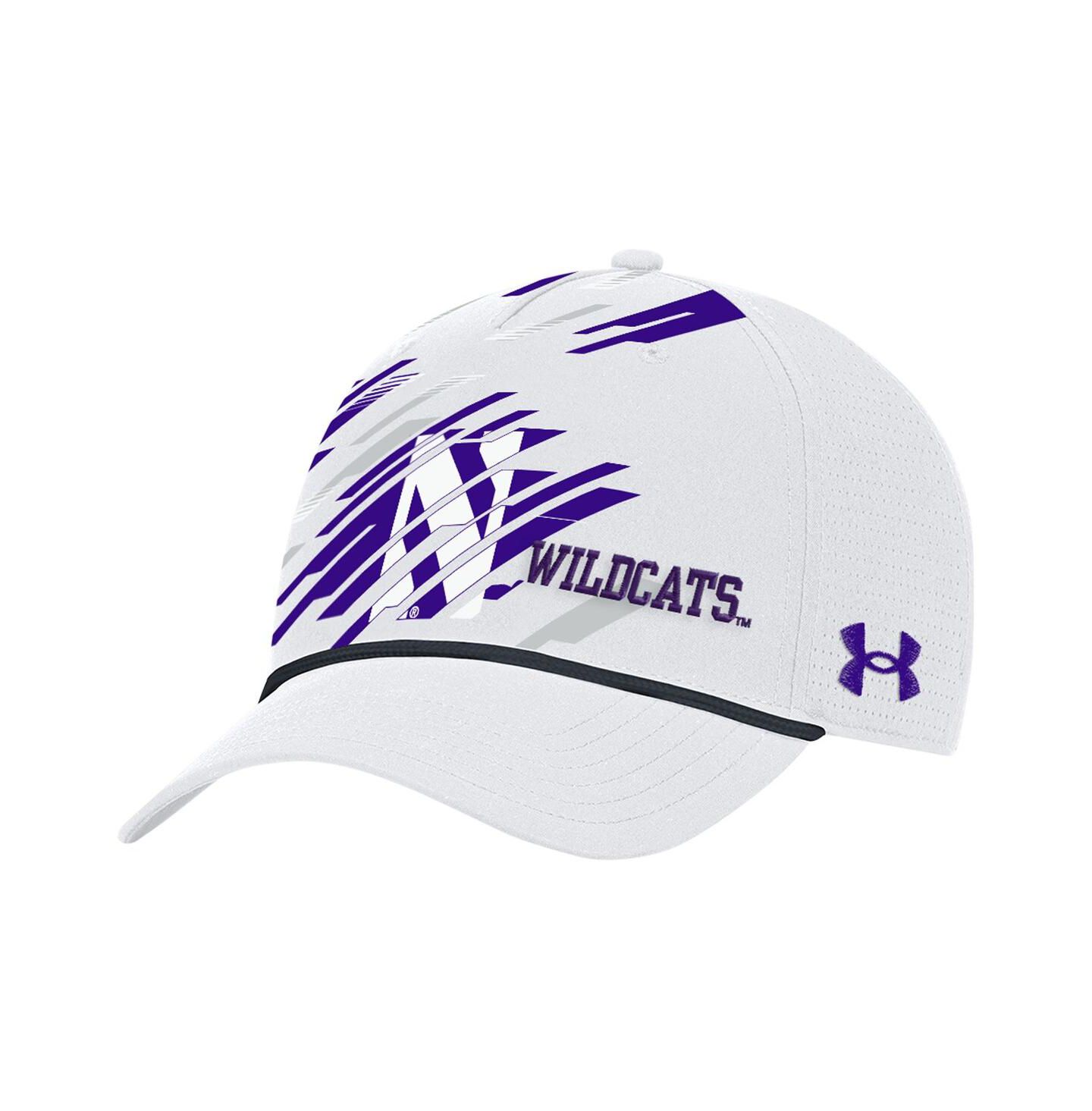 Мужская кепка Under Armour White Northwestern Wildcats College Essentials Driver Rope Adjustable Hat — фото 1