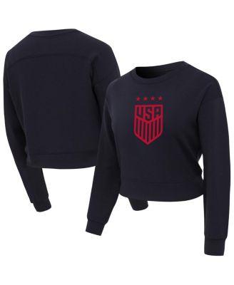 Concepts Sport - Women's Black USWNT Tri-Blend Darby Knit Long Sleeve Crop Top