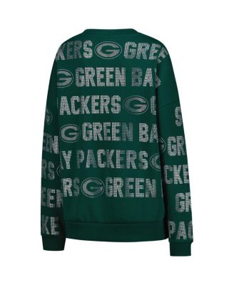 Women's Green Bay Packers Oversized Hype Era Rhinestone Text Sweatshirt