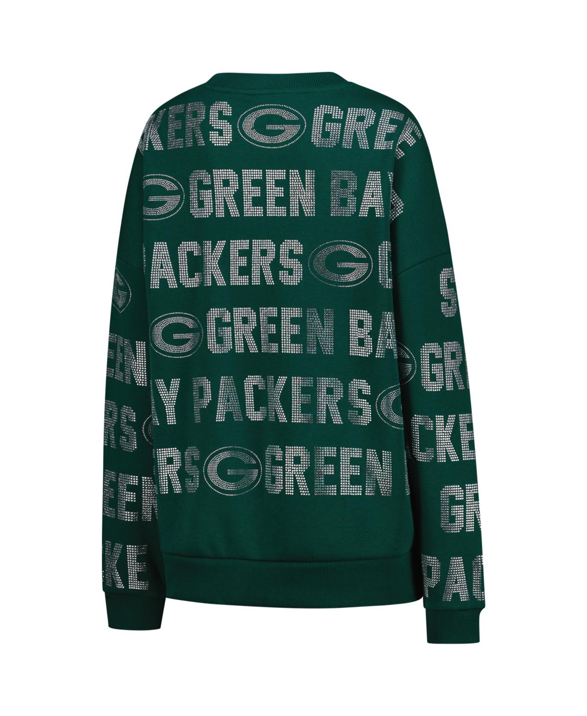Gameday Couture Women's Green Bay Packers Oversized Hype Era Rhinestone Text Sweatshirt