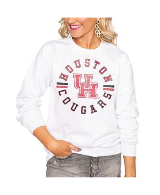 Women's White Houston Cougars Oversized Vintage Days Perfect Crew Sweatshirt