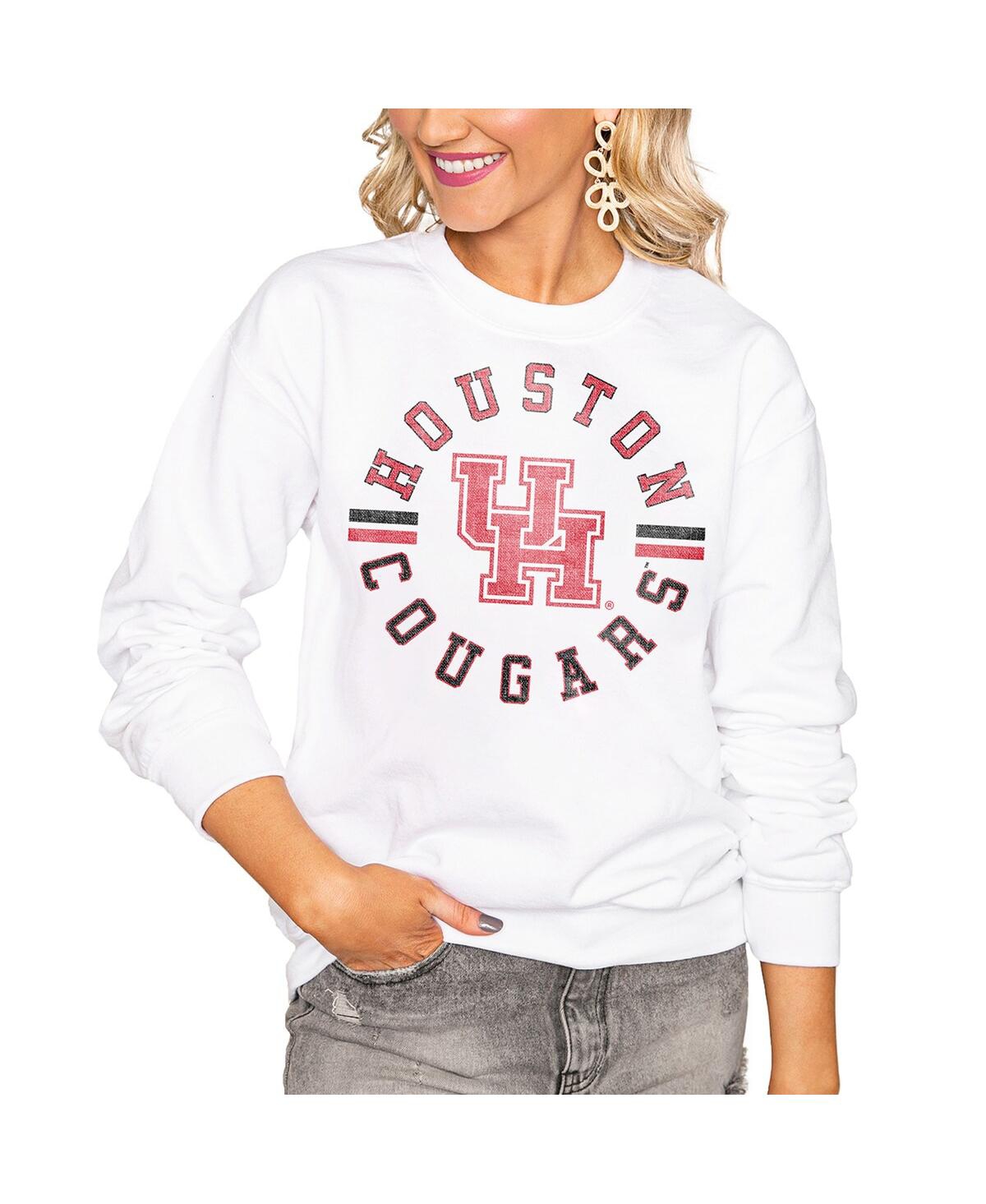 Gameday Couture Women's White Houston Cougars Oversized Vintage Days Perfect Crew Sweatshirt In White