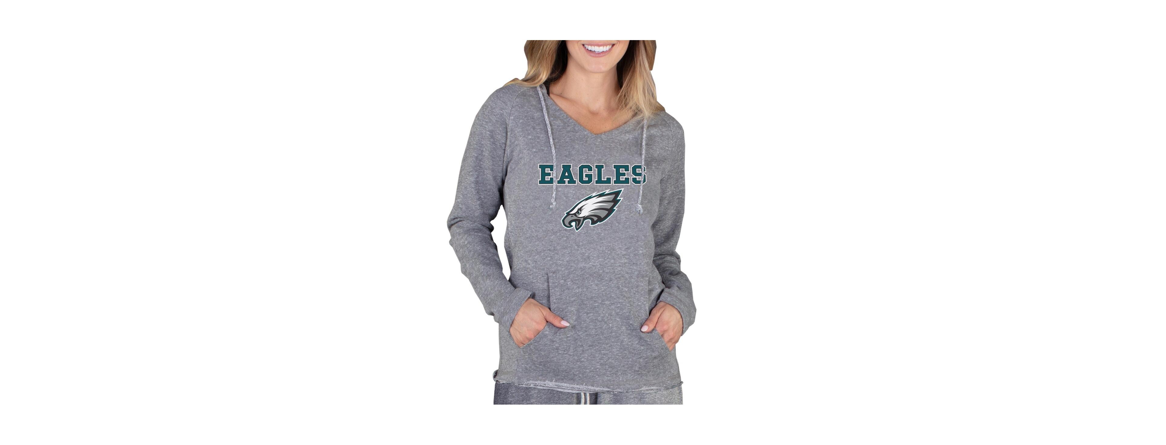 Concepts Sport Women's Gray Philadelphia Eagles Mainstream Tri-Blend Raglan Hoodie V-Neck Top