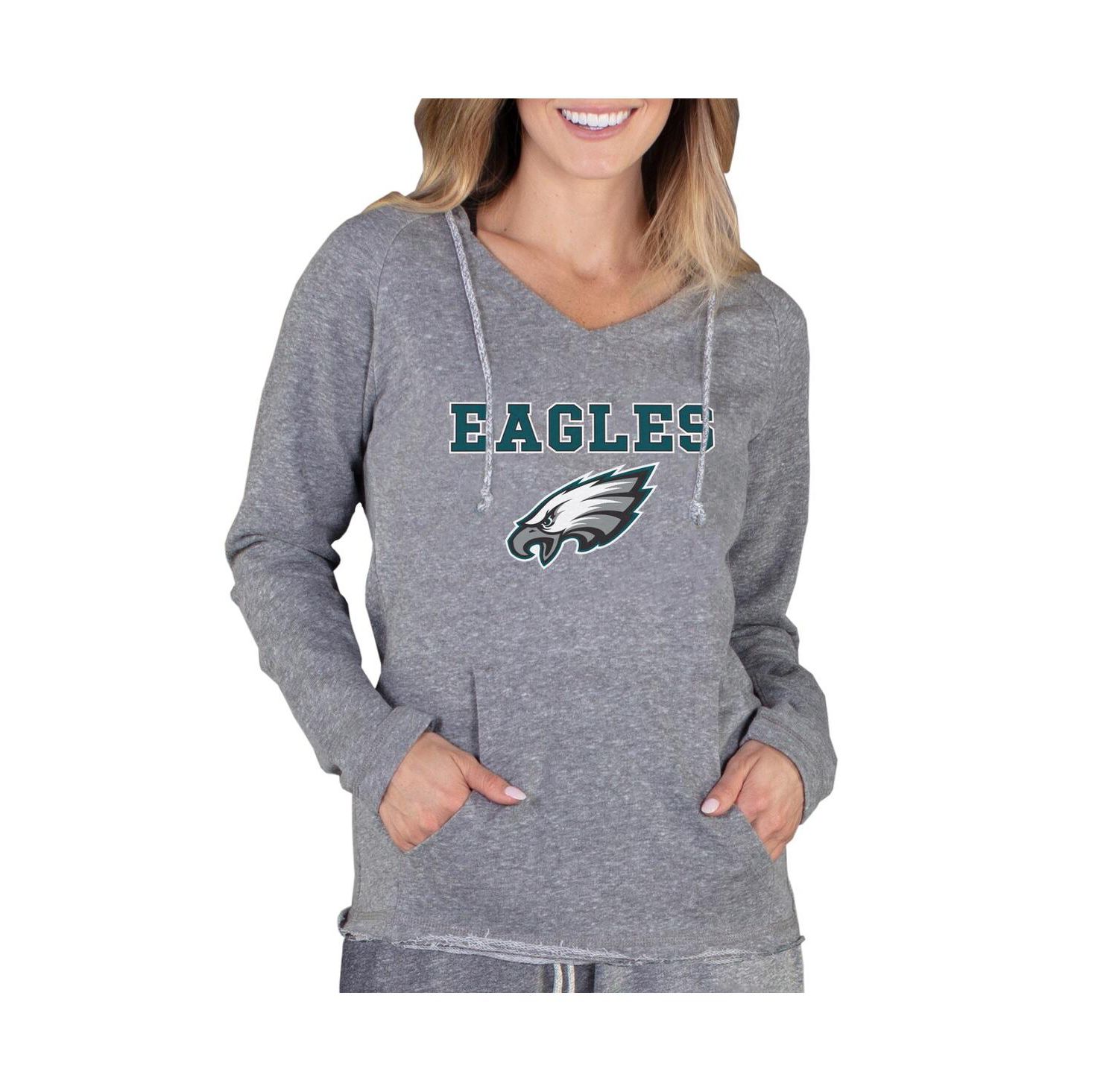 Women's Gray Philadelphia Eagles Mainstream Tri-Blend Raglan Hoodie V-Neck Top