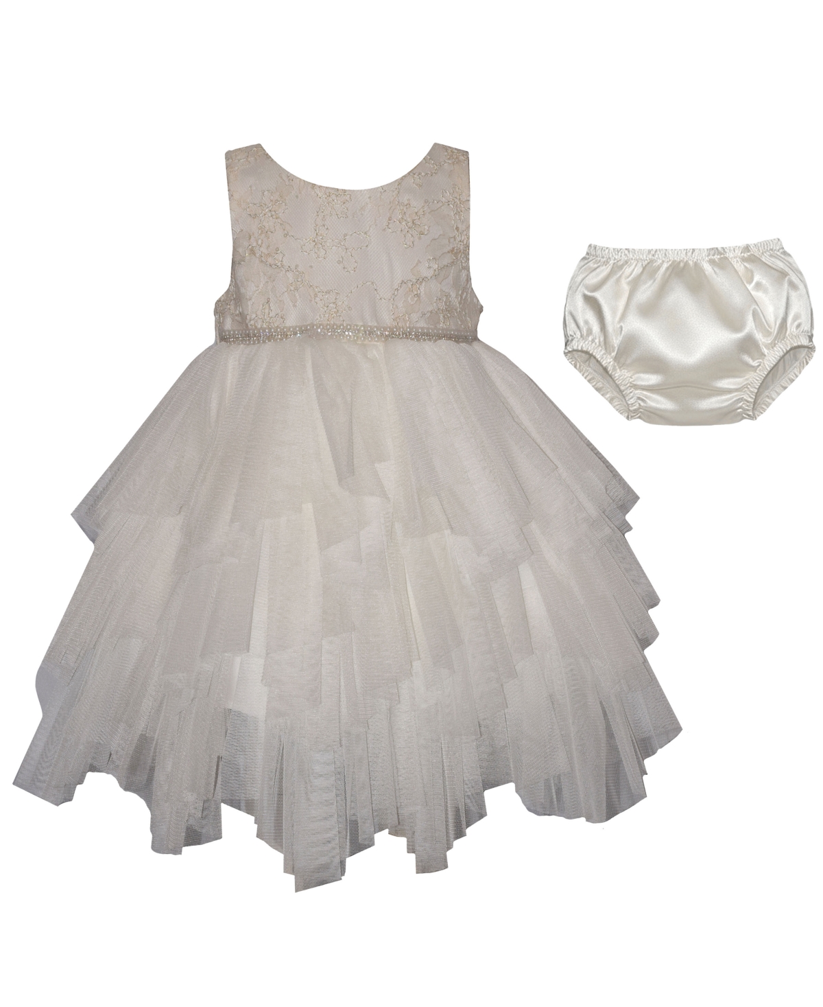 Bonnie Baby Baby Girls Hanky Hem Sleeveless Party Dress In White