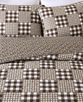 Gingham Patchwork Cotton Reversible 3-Pc. Quilt Set, King