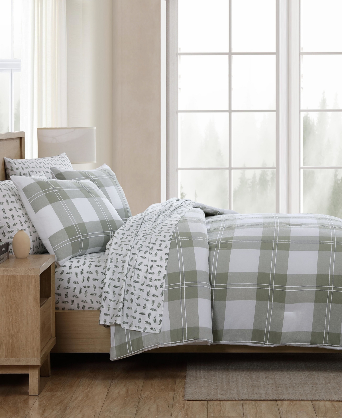 Eddie Bauer Mountain Embroidery Plaid Cotton 2-pc. Comforter Set, Twin In Green