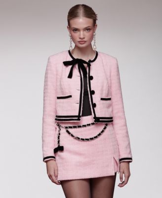 Women's Long-Sleeve Tweed Bow Jacket