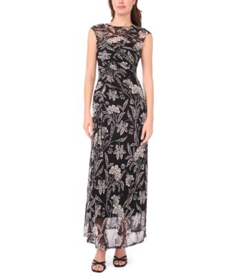 Women's Mesh Ruched Sleeveless Maxi Dress