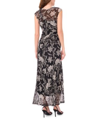 Women's Mesh Ruched Sleeveless Maxi Dress
