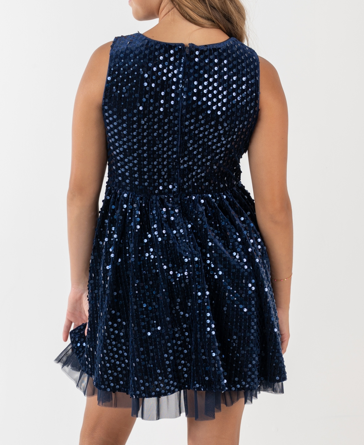 Rare Editions Girls 7-16 Sequin Velvet Sleeveless Dress