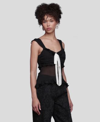 Women's Bow Detail Ruffle Top