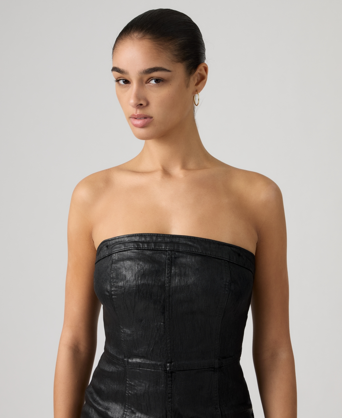Levi's Premium Women's Coated Seamed Bustier Denim Midi Dress