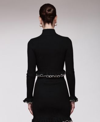 Women's Mock Neck Ruffle Sweater Top