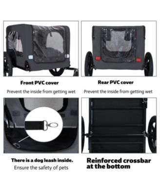 Outdoor Heavy Duty Collapsible Pet Bike Trailer with 16 Inch All-Terrain Wheels Dog and Cargo Carrier Cart for Bicycles