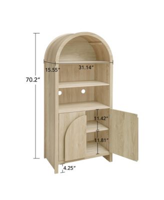 Arched Kitchen Pantry with Adjustable Shelves, Farmhouse Storage Cabinet for Kitchen, Dining, or Living Room