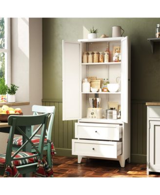 72" Pantry Cabinet with 2 Drawers, Freestanding Storage with Adjustable Shelves for Kitchen, Pantry, Dining