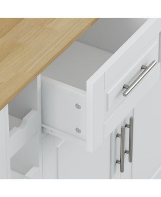 Kitchen Island Cart with Cabinet, Drawers, Spice Rack, Towel Holder & Foldable Top