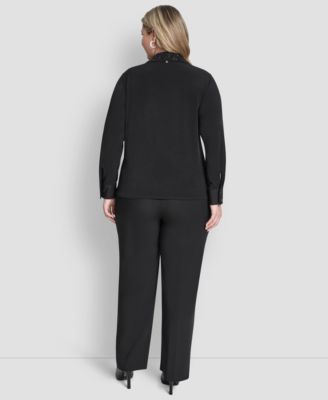 Plus Size Knot-Front Long-Sleeve Top