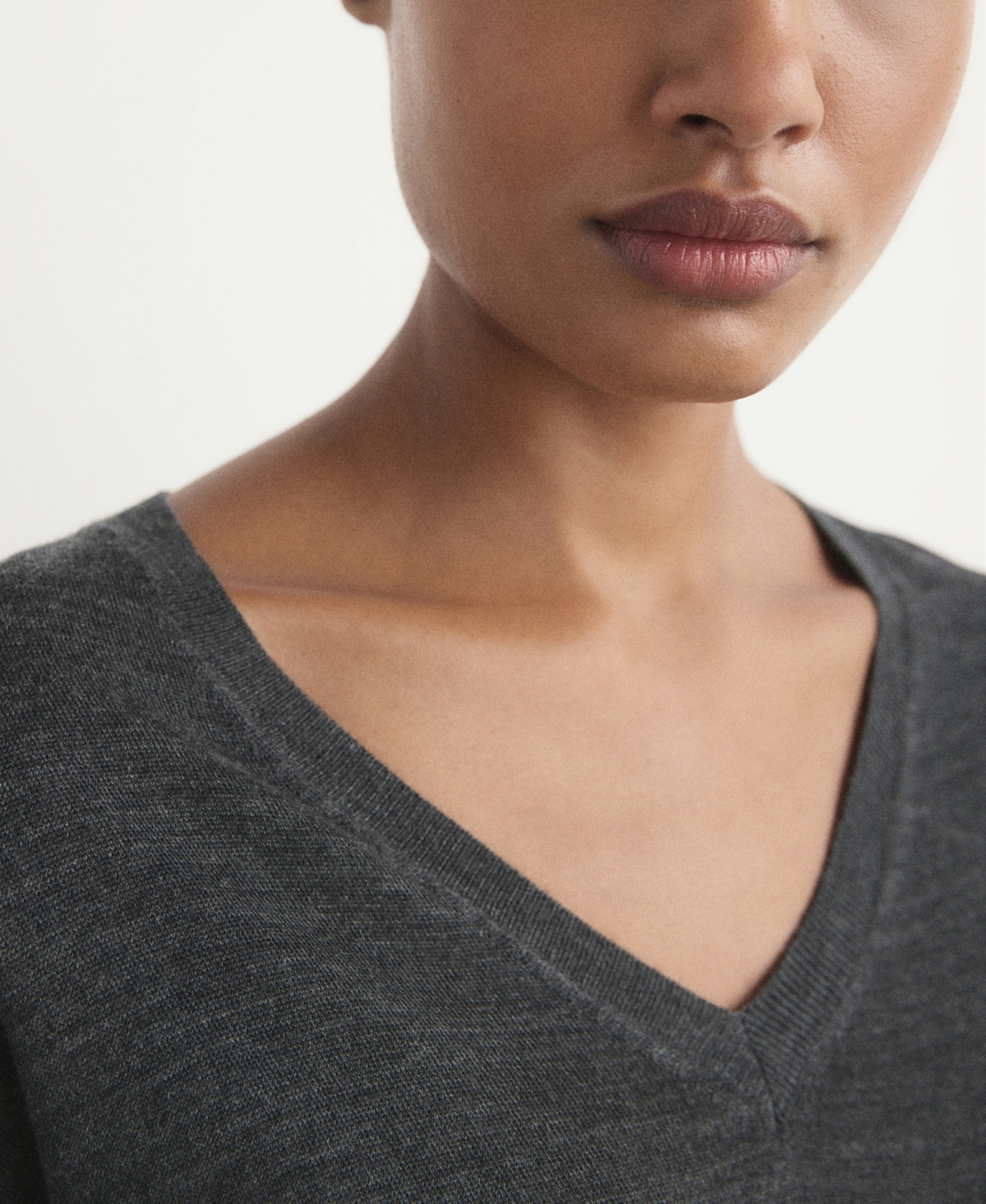 Mango V-neck Wool Pajama Sweater In Gray