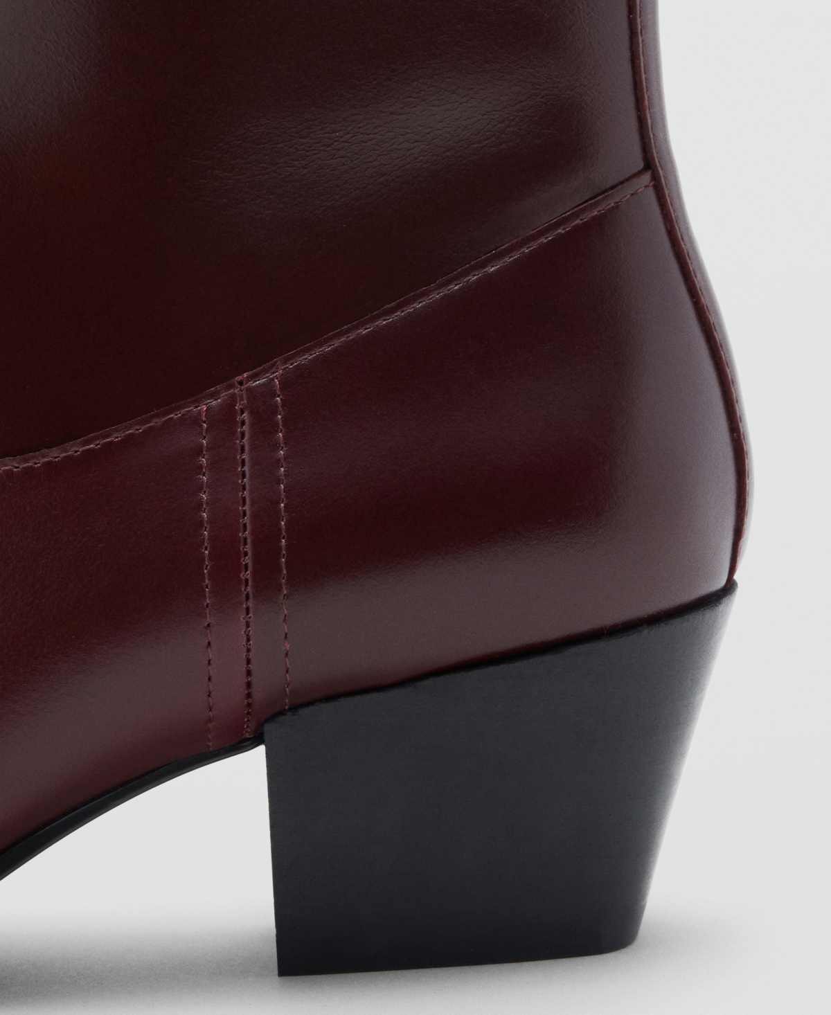 Mango Women's Squared Toe Leather Ankle Boots In Burgundy