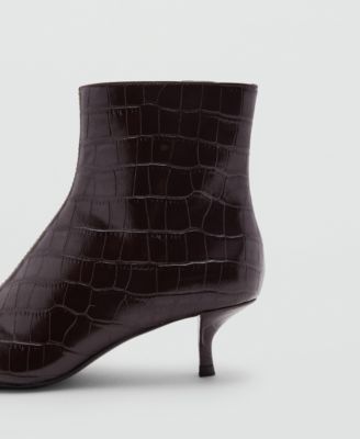 Women's Croc-Effect Pointed-Toe Ankle Boots