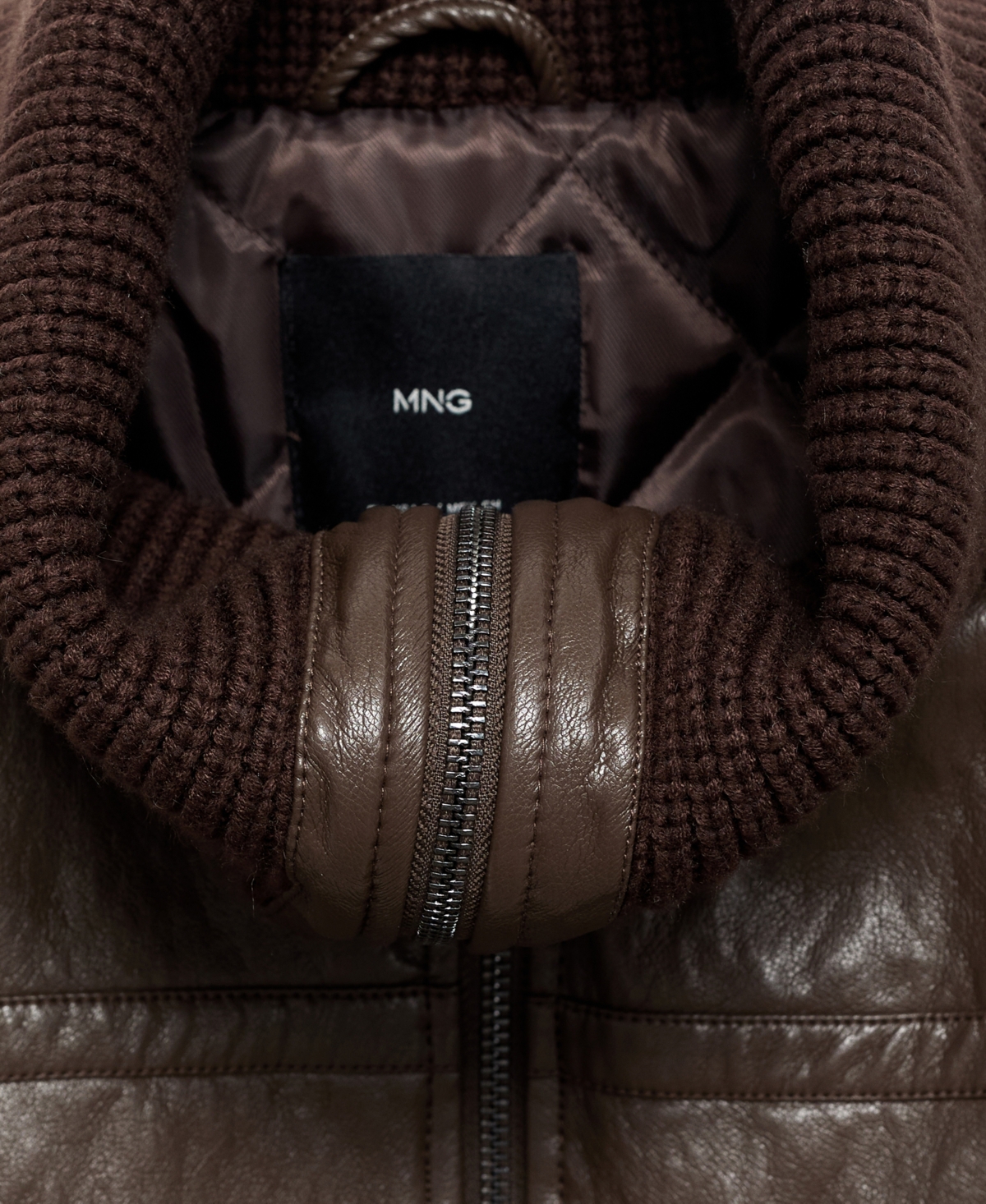 Mango Women's Leather-Effect Roll-Neck Jacket