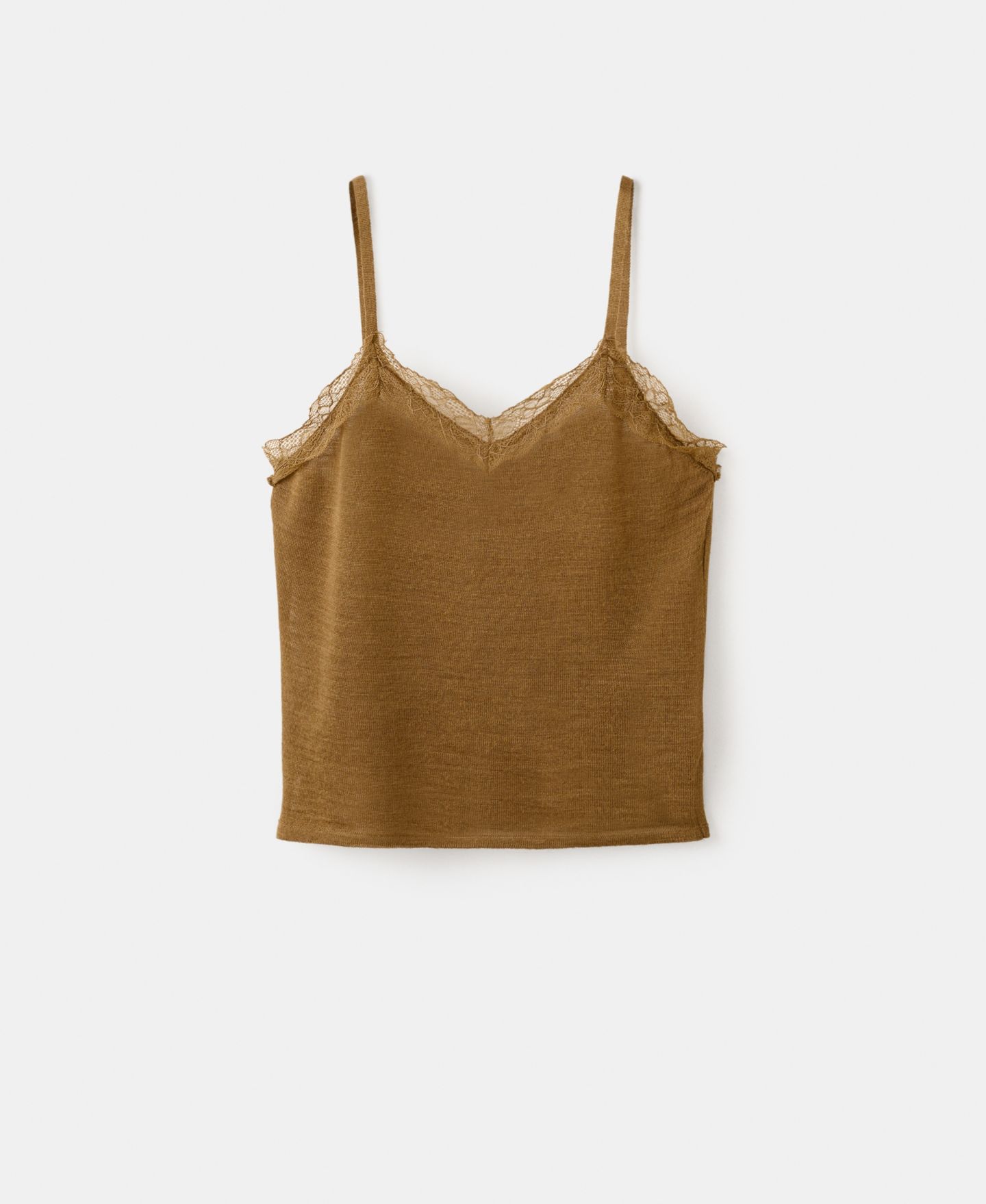 Женский топ Mango Wool-Blend Lace, цвет: Ochre — фото 6