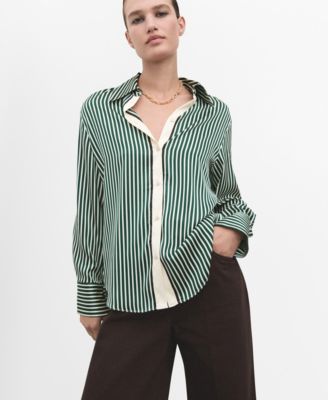 MANGO - Women's Combined Striped Shirt