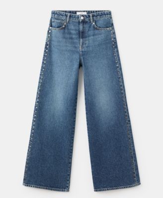Women's Wide Leg Studded Jeans