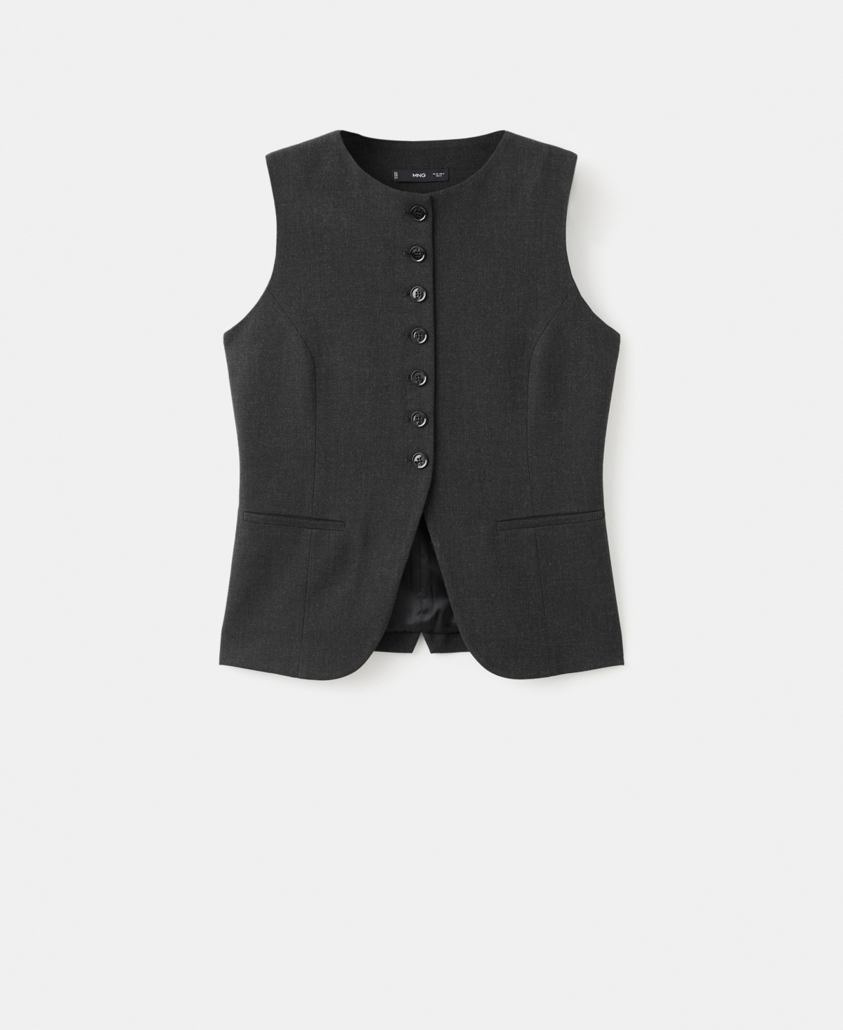 Mango Round Neck Waistcoat Co-ord In Black