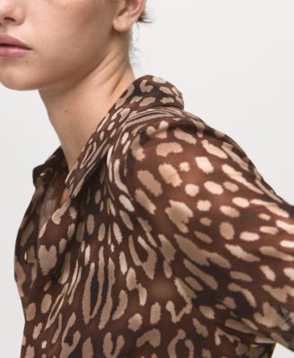 Women's Leopard-Print Belt Shirt Dress